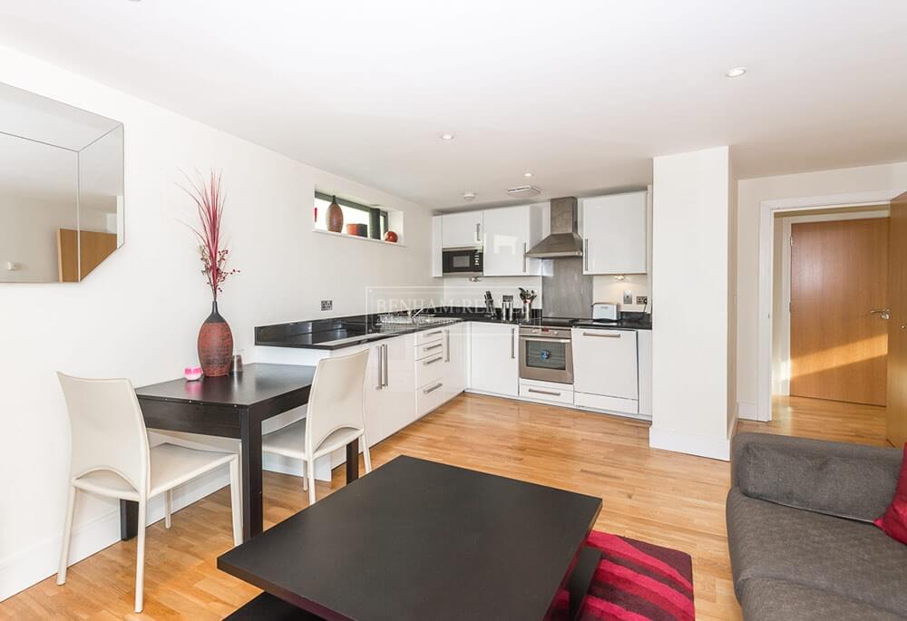 Kitchen view of Chrisp Street Image 1